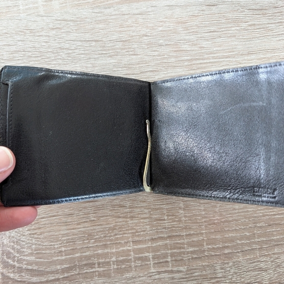 BALLY Black Leather Bifold Wallet Billfold Embossed Mens Made In Italy - Picture 6 of 8